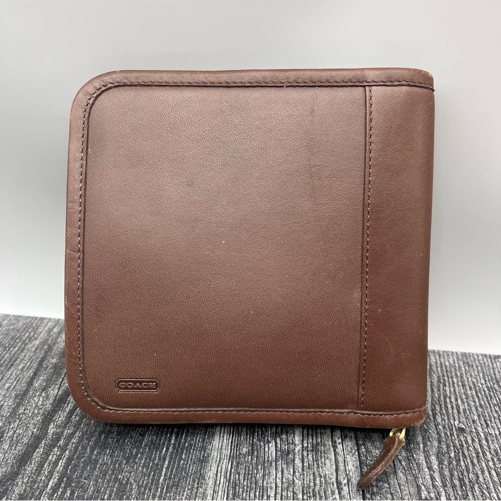 Leather CD/DVD Case Wallet  by COACH – 90s Y2K – 12 Slot Organizer Brown